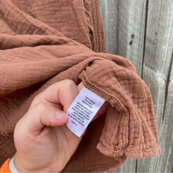 Ana XL Brown Muslim Scoop neck Henley Buttoned down Blouse - Picture 4 of 5